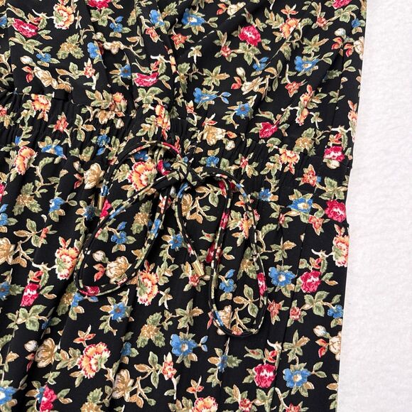 Lauren Ralph Lauren Dress Size 12 Black Floral Tiered Faux Wrap Cocktail Flutter - Picture 5 of 9